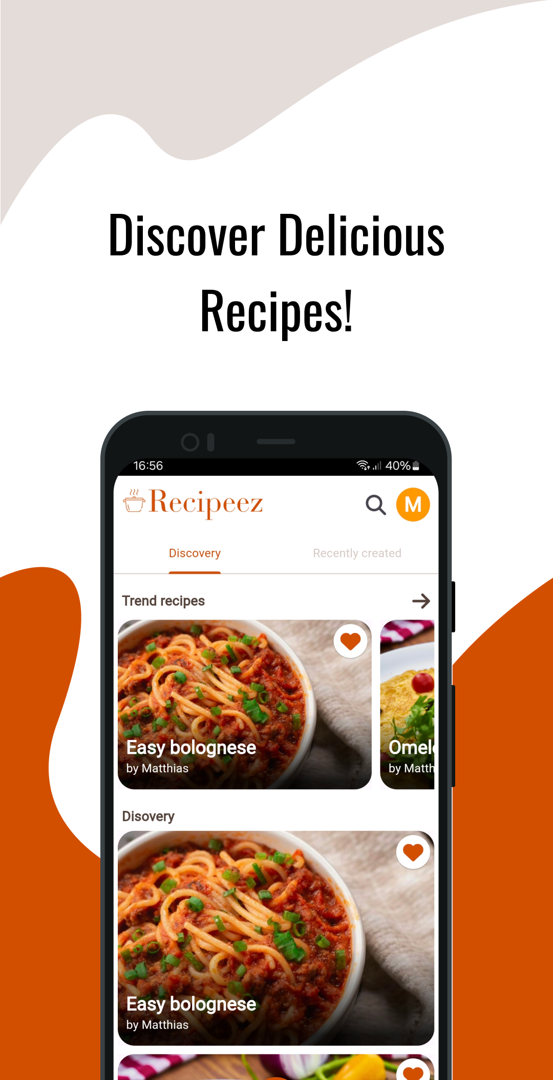 Recipeez screen 1